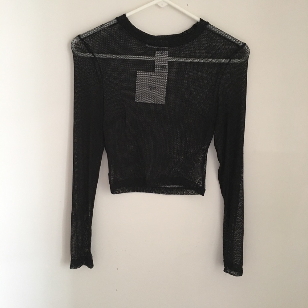 NWT LF Black Net Crop Top